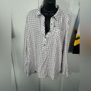 Tommy Hilfiger Women’s Plaid 1/2 Button Long Sleeve Top Size XXL EUC